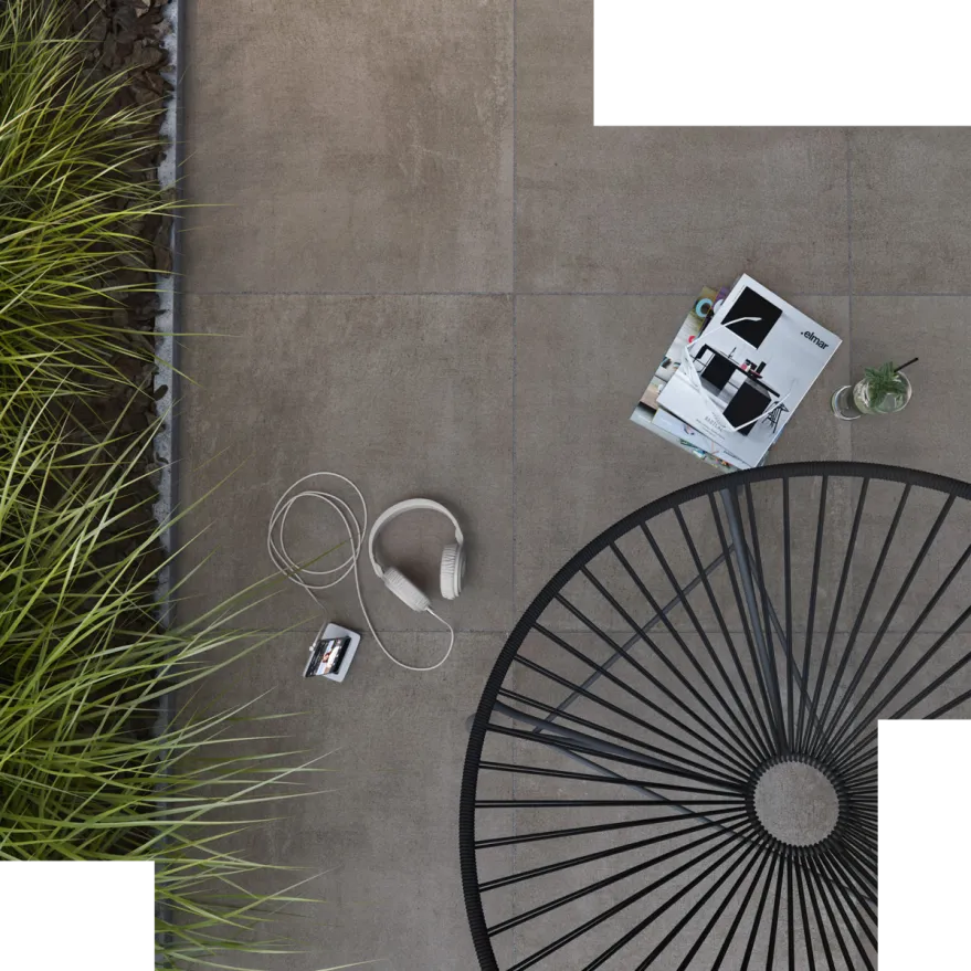 Tyles keramische betonlook tegels terras grijs groot formaat