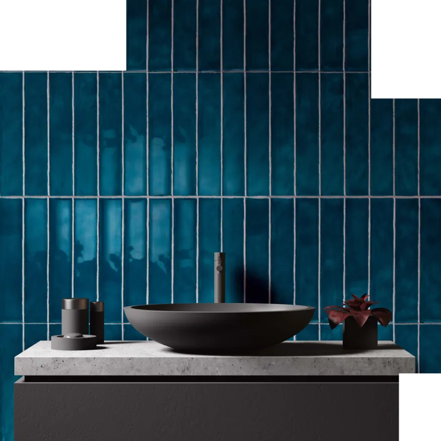 Tyles carrelages céramique salle de bain mur mosaïque bleu